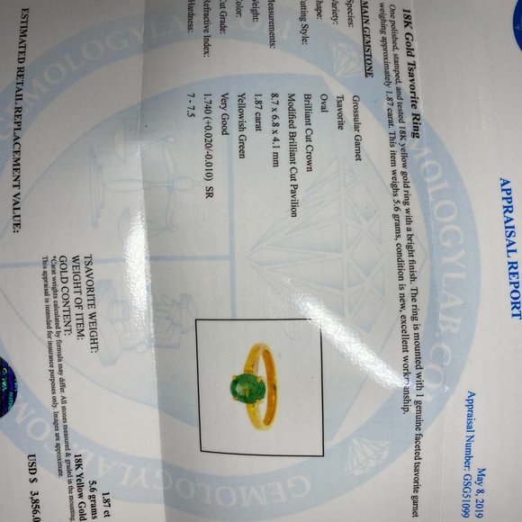 Certified Tsavorite 1.87ct Solid 18K Gold Ring - Picture 8 of 8